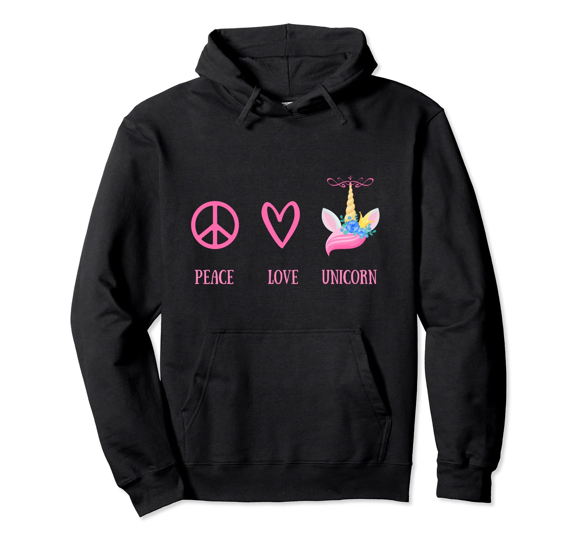 Peace Love Unicorns Unicorn Hoodie - Aesthetic Graphic for Adults - T-Shirt, Sweatshirt, Hoodie