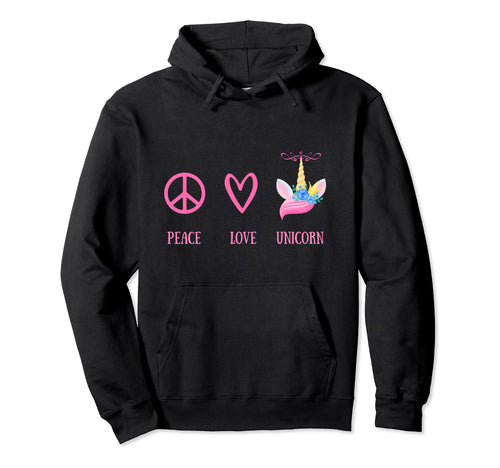Peace Love Unicorns Unicorn Hoodie - Aesthetic Graphic for Adults - T-Shirt, Sweatshirt, Hoodie