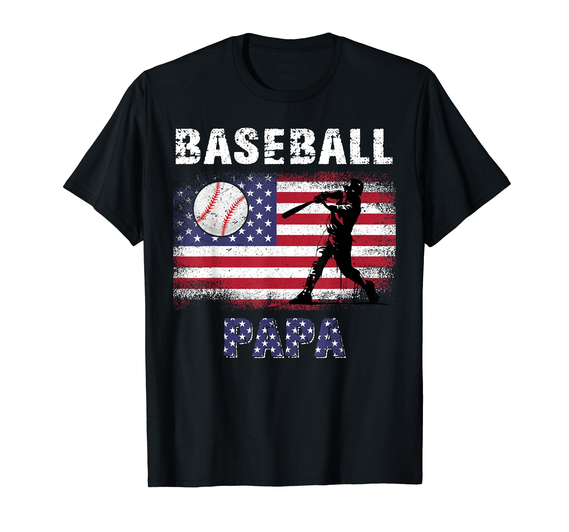 Proud Baseball Papa Usa American T-Shirt - Casual Everyday Wear for Adults - T-Shirt, Sweatshirt, Hoodie