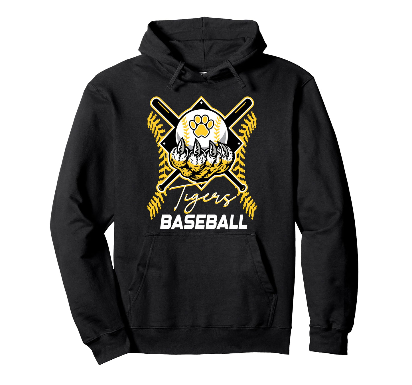 Tigers Baseball Mom Game Day Paw Yellow Hoodie - Streetwear Style Unisex - T-Shirt, Sweatshirt, Hoodie