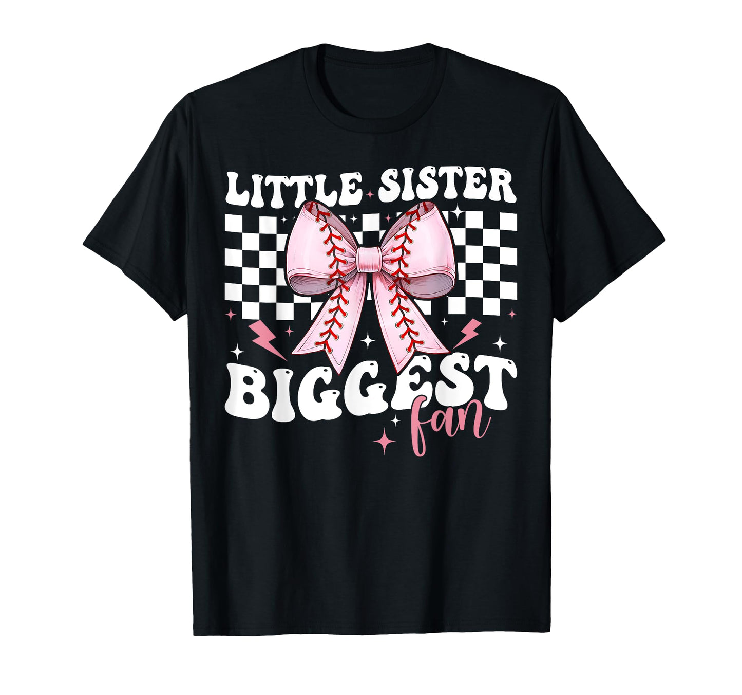 Baseball Sister Coquette Bow Little T-Shirt - Graphic Print for Adults - T-Shirt, Sweatshirt, Hoodie