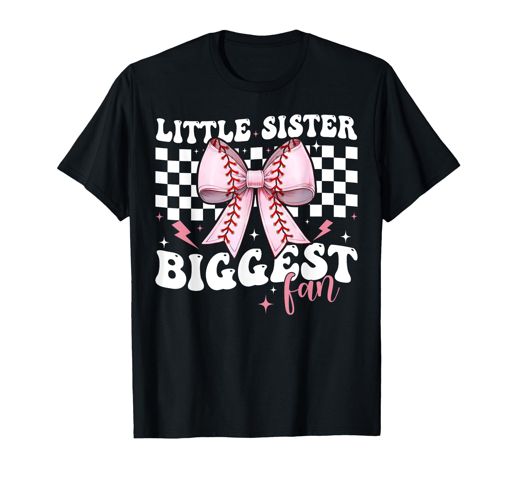 Baseball Sister Coquette Bow Little T-Shirt - Graphic Print for Adults - T-Shirt, Sweatshirt, Hoodie