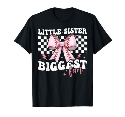 Baseball Sister Coquette Bow Little T-Shirt - Graphic Print for Adults - T-Shirt, Sweatshirt, Hoodie
