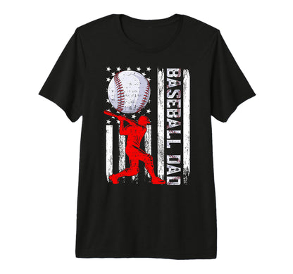 Baseball Dad Baseball Lover Usa Flag T-Shirt - Minimalist Print for Adults - T-Shirt, Sweatshirt, Hoodie