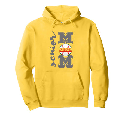 Senior Mom 2026 Baseball Athlete Hoodie - Minimalist Print for Adults - T-Shirt, Sweatshirt, Hoodie