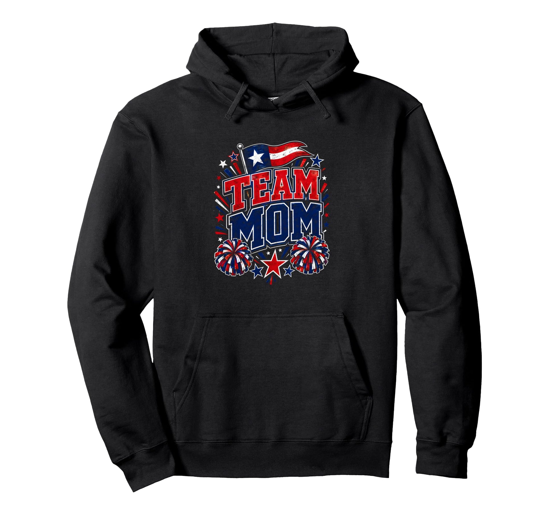 Team Mom Patriotic Mom Sports Pride Hoodie - Unique Graphic Men Women - T-Shirt, Sweatshirt, Hoodie
