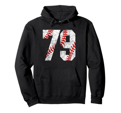 Distressed Baseball Number 79 Jersey Hoodie - Streetwear Style Men Women - T-Shirt, Sweatshirt, Hoodie