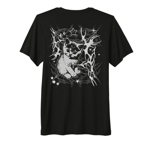Y2K Cat Emo 2000S Grunge Tri Blend T-Shirt - Novelty Apparel Unisex - T-Shirt, Sweatshirt, Hoodie
