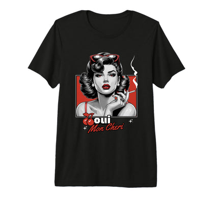 Oui Mon Cheri Y2K Cherry Pin Up T-Shirt - Unique Graphic Men Women - T-Shirt, Sweatshirt, Hoodie