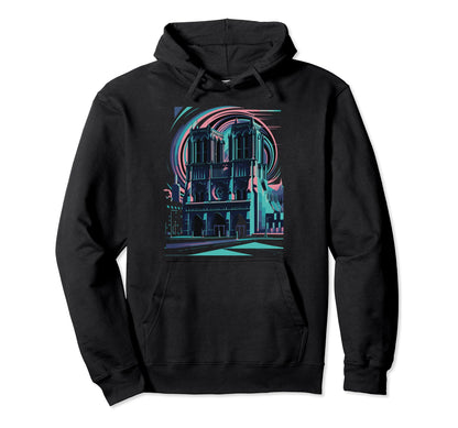 Notre Dame Vaporwave Aesthetic Hoodie - Fun Novelty Design Men Women - T-Shirt, Sweatshirt, Hoodie