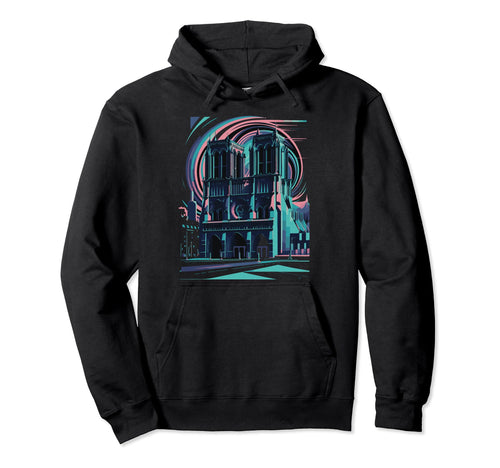 Notre Dame Vaporwave Aesthetic Hoodie - Fun Novelty Design Men Women - T-Shirt, Sweatshirt, Hoodie