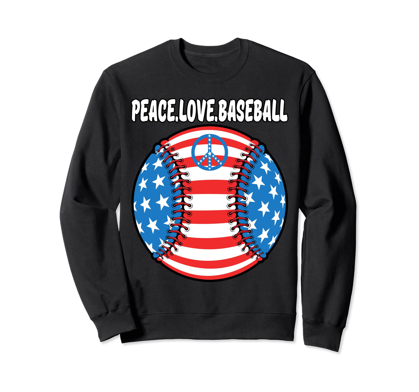 Usa Flag Baseball Peace Love Baseball Sweatshirt - Minimalist Print Unisex - T-Shirt, Sweatshirt, Hoodie