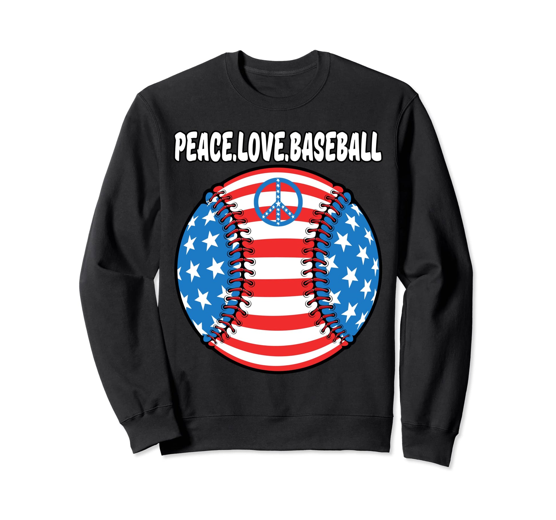 Usa Flag Baseball Peace Love Baseball Sweatshirt - Minimalist Print Unisex - T-Shirt, Sweatshirt, Hoodie
