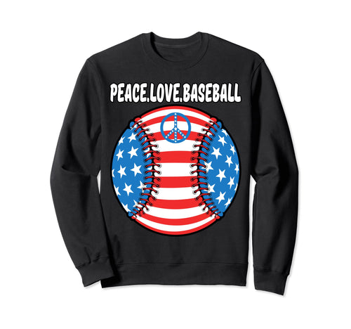 Usa Flag Baseball Peace Love Baseball Sweatshirt - Minimalist Print Unisex - T-Shirt, Sweatshirt, Hoodie