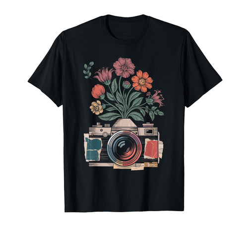 Camera Photography Art Floral T-Shirt - Custom Art Print Unisex - T-Shirt, Sweatshirt, Hoodie