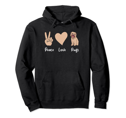 Pug Pug Dog Lover Pet Owner Peace Love Hoodie - Minimalist Print for Adults - T-Shirt, Sweatshirt, Hoodie