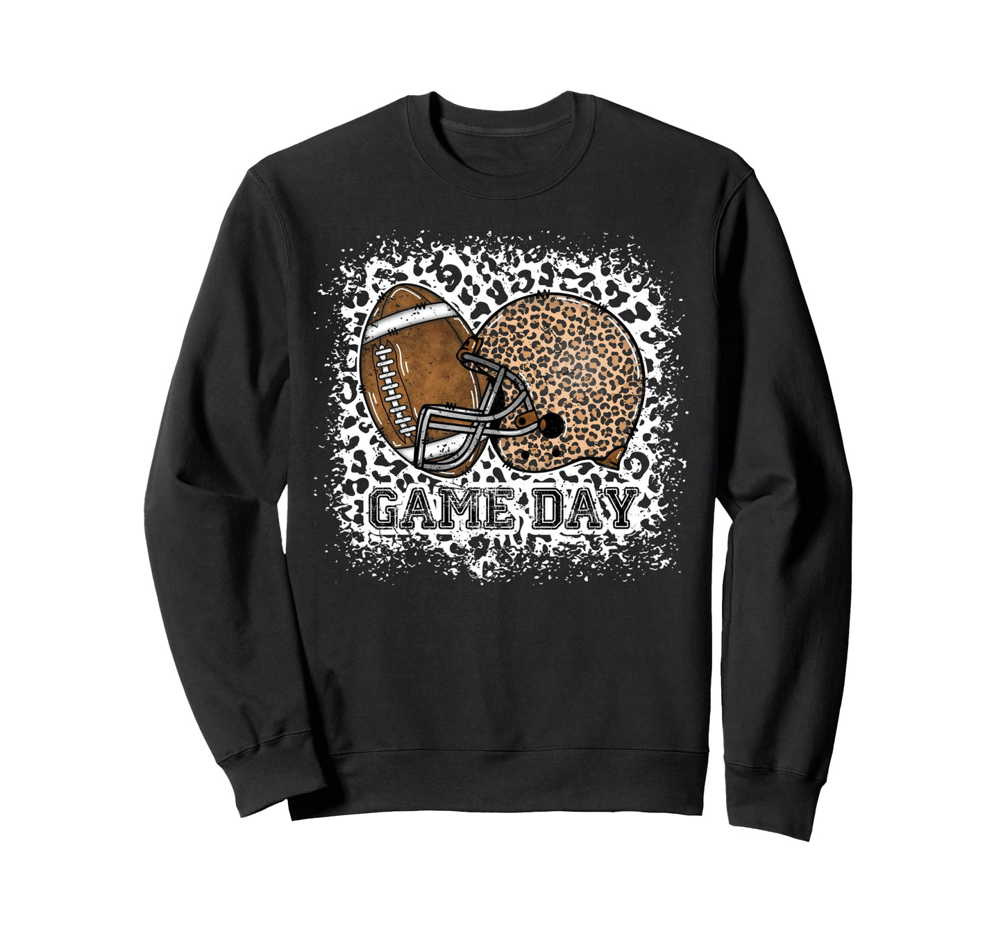 Bleached Game Day Leopard Sweatshirt - Casual Everyday Wear for Adults - T-Shirt, Sweatshirt, Hoodie