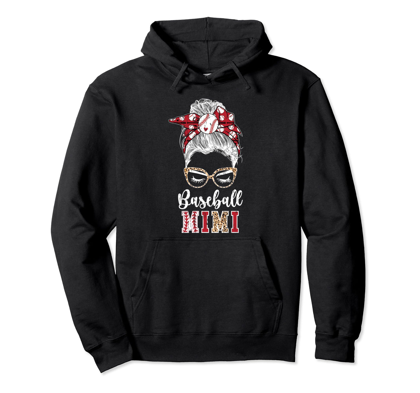 Baseball Mimi Messy Bun Mimi Hoodie - Casual Everyday Wear for Adults - T-Shirt, Sweatshirt, Hoodie