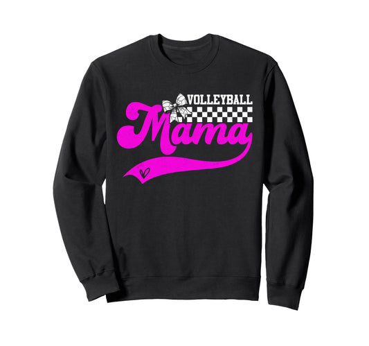 Groovy Volleyball Mama Coquette Bow Sweatshirt - Unique Graphic for Adults - T-Shirt, Sweatshirt, Hoodie