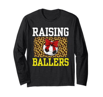 Raising Ballers Soccer Red Bow Ball T-Shirt - Graphic Print for Adults - T-Shirt, Sweatshirt, Hoodie