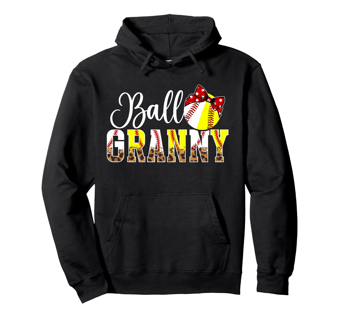 Ball Granny Leopard Softball Baseball Hoodie - Trendy Graphic Unisex - T-Shirt, Sweatshirt, Hoodie