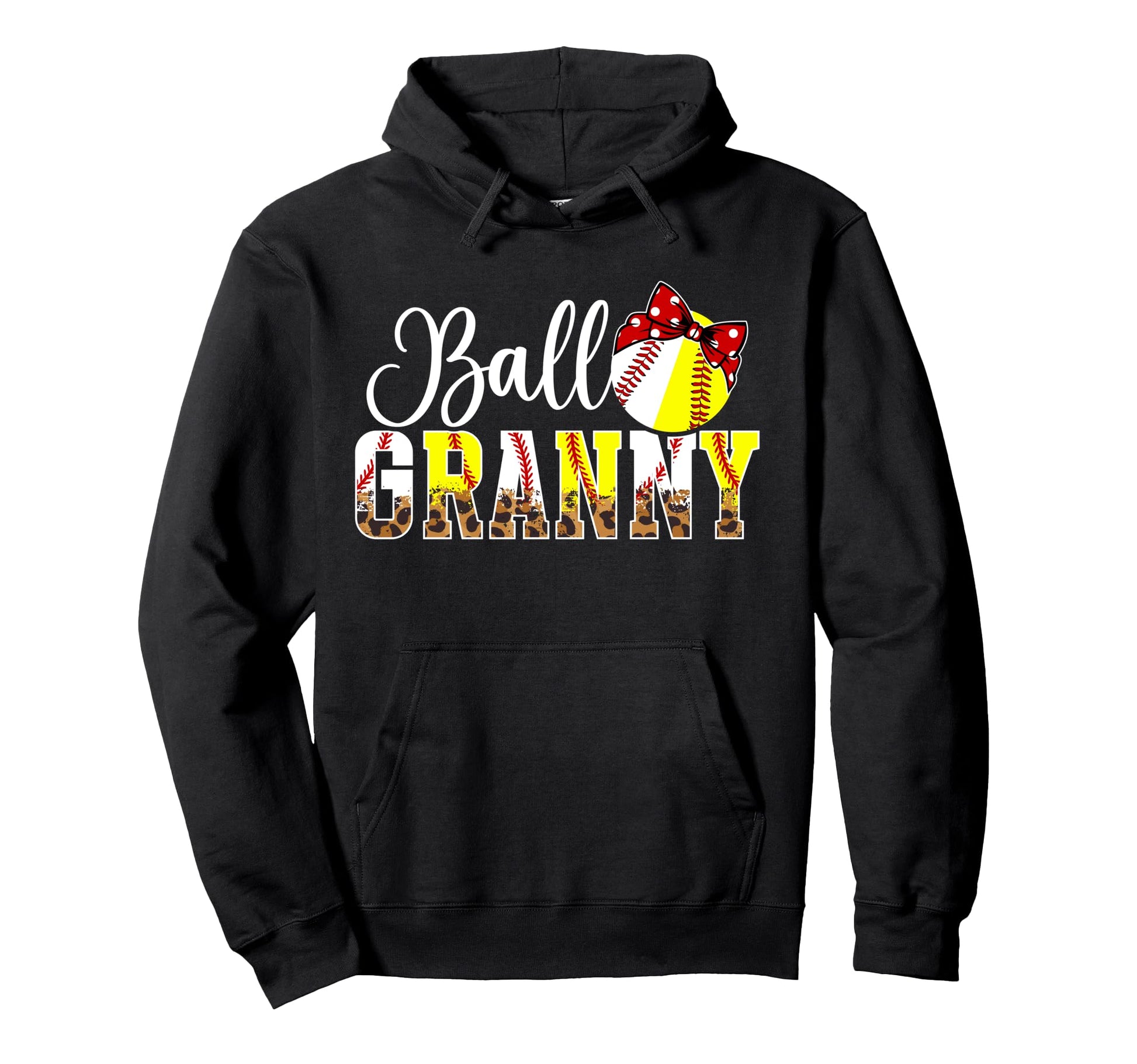 Ball Granny Leopard Softball Baseball Hoodie - Trendy Graphic Unisex - T-Shirt, Sweatshirt, Hoodie