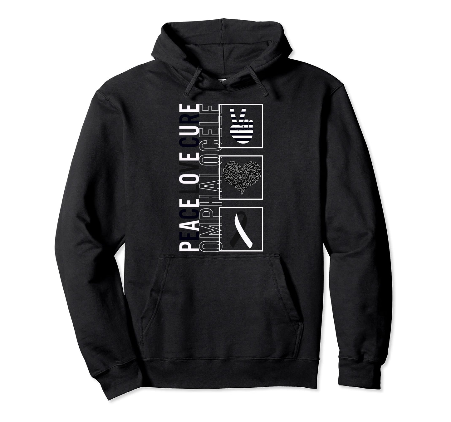 Peace Love Cure Omphalocele Awareness Hoodie - Minimalist Print for Adults - T-Shirt, Sweatshirt, Hoodie
