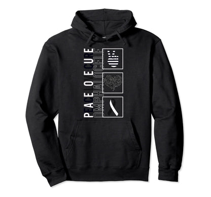 Peace Love Cure Omphalocele Awareness Hoodie - Minimalist Print for Adults - T-Shirt, Sweatshirt, Hoodie