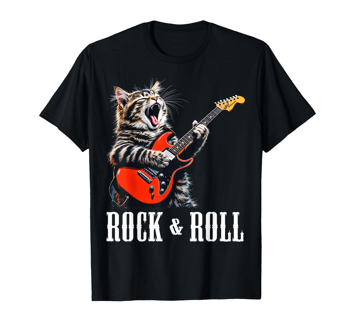 Rock Roll Guitar Cat Rock Guitarist T-Shirt - Graphic Print for Adults - T-Shirt, Sweatshirt, Hoodie