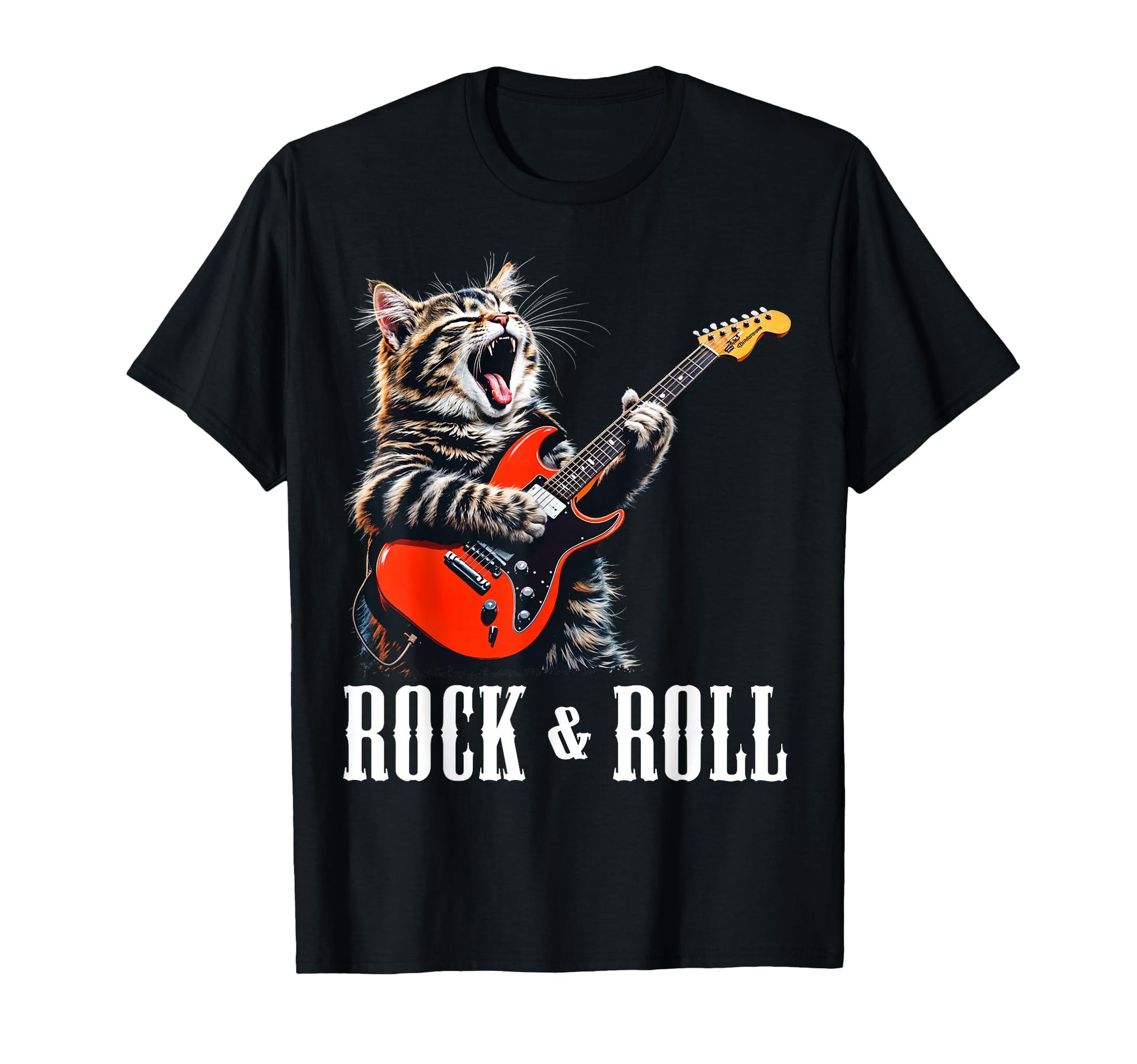Rock Roll Guitar Cat Rock Guitarist T-Shirt - Graphic Print for Adults - T-Shirt, Sweatshirt, Hoodie