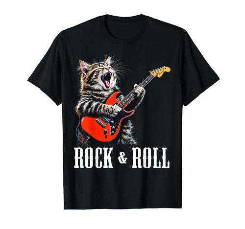 Rock Roll Guitar Cat Rock Guitarist T-Shirt - Graphic Print for Adults - T-Shirt, Sweatshirt, Hoodie