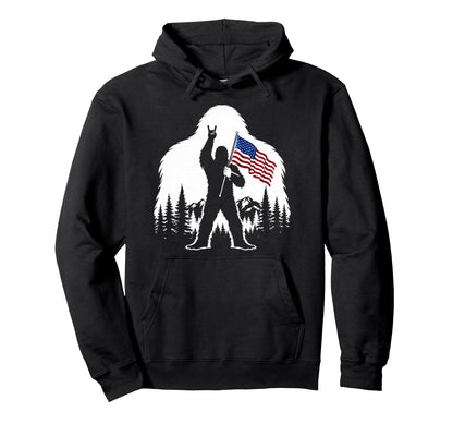Bigfoot Rock Sasquatch Yeti Patriotic Hoodie - Custom Art Print Unisex - T-Shirt, Sweatshirt, Hoodie