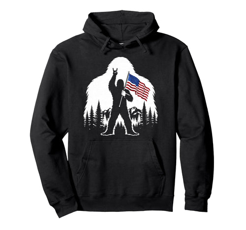 Bigfoot Rock Sasquatch Yeti Patriotic Hoodie - Custom Art Print Unisex - T-Shirt, Sweatshirt, Hoodie