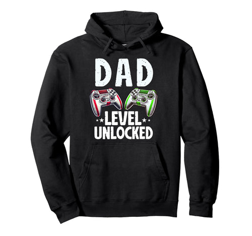 Dad Level Unlocked Controller Papa Hoodie - Minimalist Print for Adults - T-Shirt, Sweatshirt, Hoodie