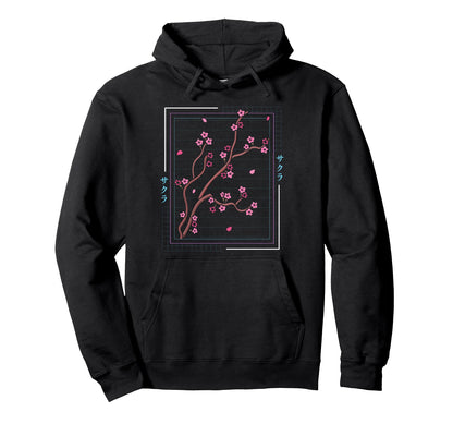 Asia Vaporwave Asian Japanese Sakura Hoodie - Minimalist Print for Adults - T-Shirt, Sweatshirt, Hoodie