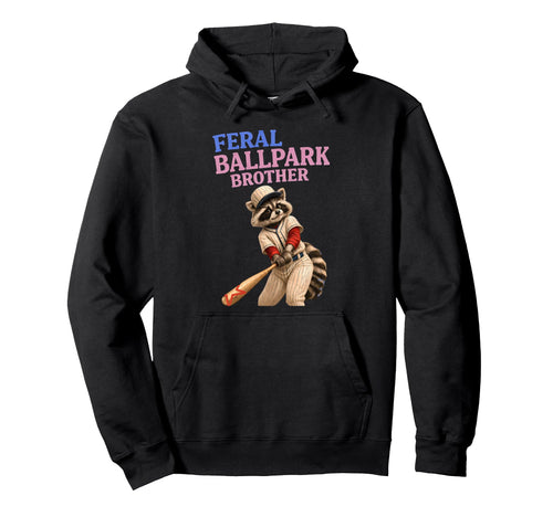 Raccoon And Scooter Feral Ballpark Hoodie - Minimalist Print Men Women - T-Shirt, Sweatshirt, Hoodie