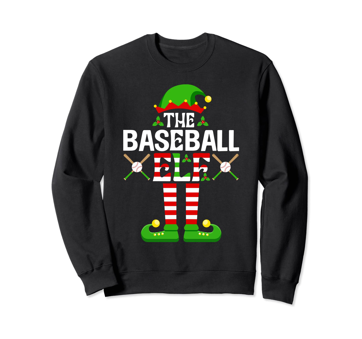 Baseball Elf Funny Family Matching Sweatshirt - Unique Graphic Unisex - T-Shirt, Sweatshirt, Hoodie