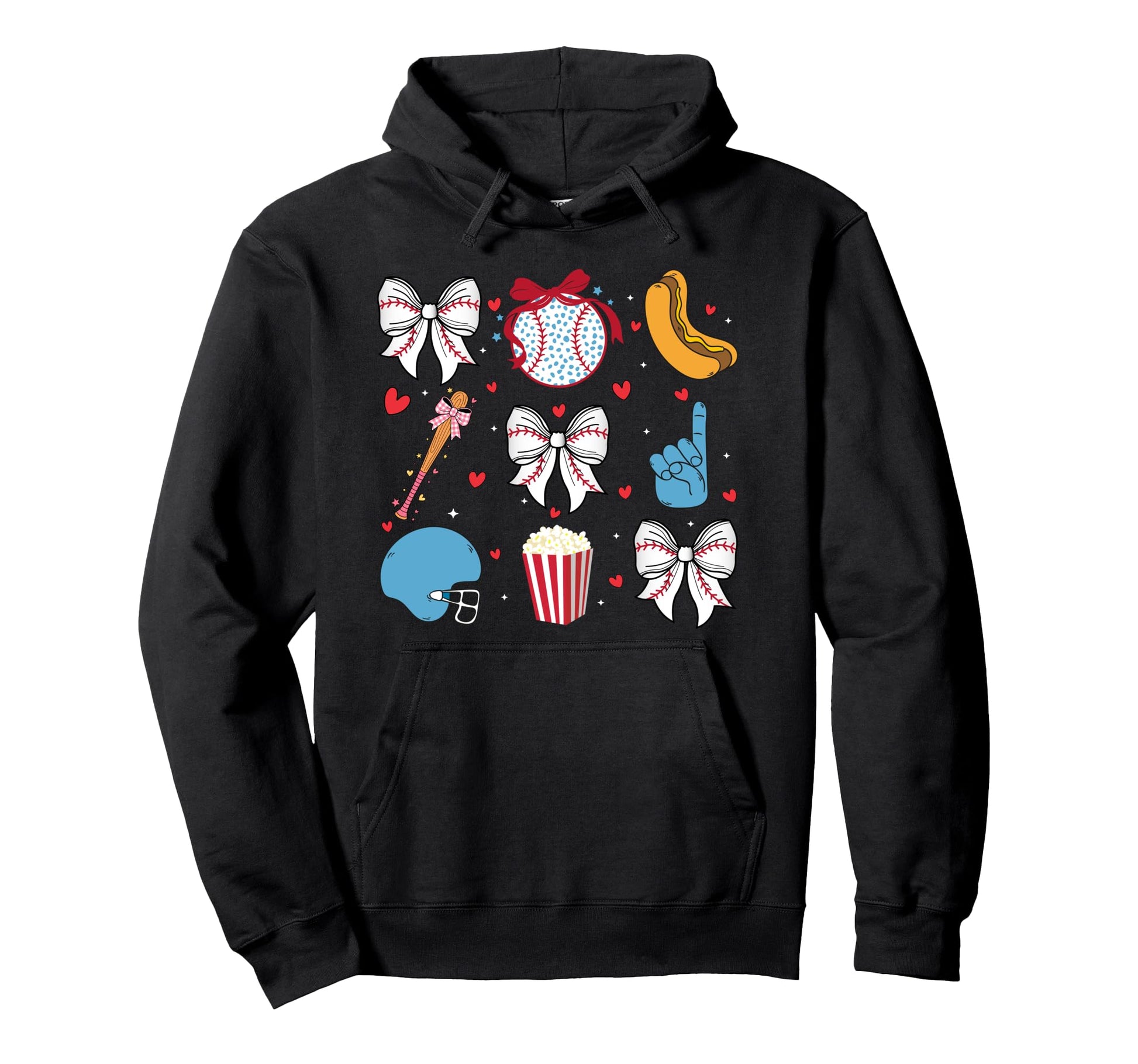 Baseball Coquette Bow Cheer Game Day Hoodie - Unique Graphic for Adults - T-Shirt, Sweatshirt, Hoodie