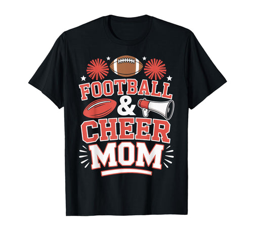 Football And Cheer Mom Game Day T-Shirt - Aesthetic Graphic for Adults - T-Shirt, Sweatshirt, Hoodie