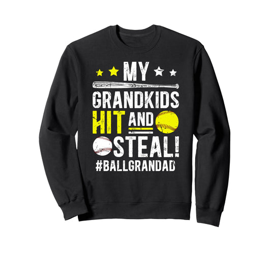 Ball Grandad Baseball Softball Sweatshirt - Unique Graphic Men Women - T-Shirt, Sweatshirt, Hoodie