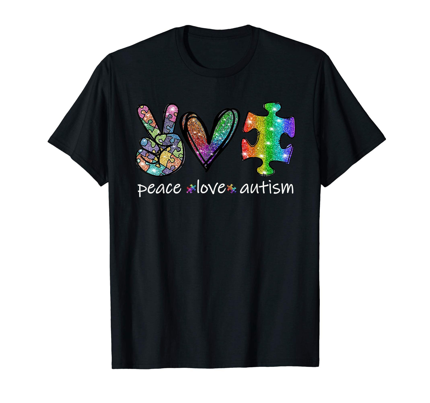 Autism Awareness Peace Love Autism T-Shirt - Aesthetic Graphic Men Women - T-Shirt, Sweatshirt, Hoodie