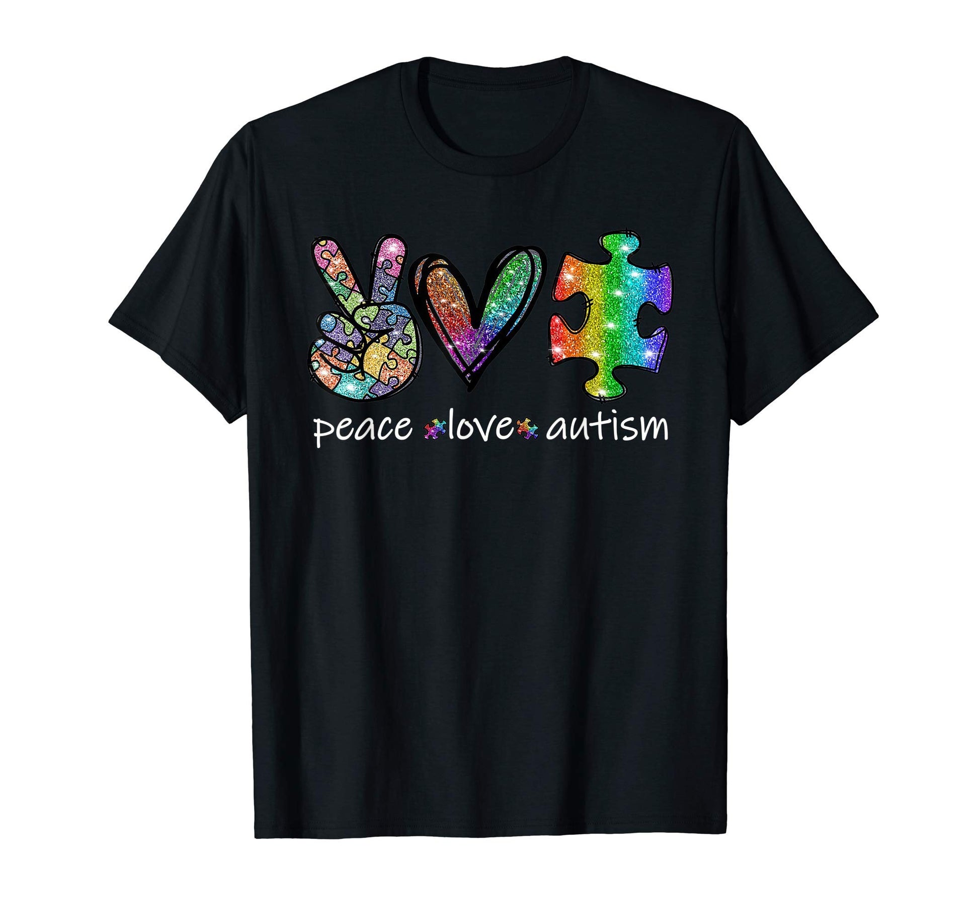 Autism Awareness Peace Love Autism T-Shirt - Aesthetic Graphic Men Women - T-Shirt, Sweatshirt, Hoodie