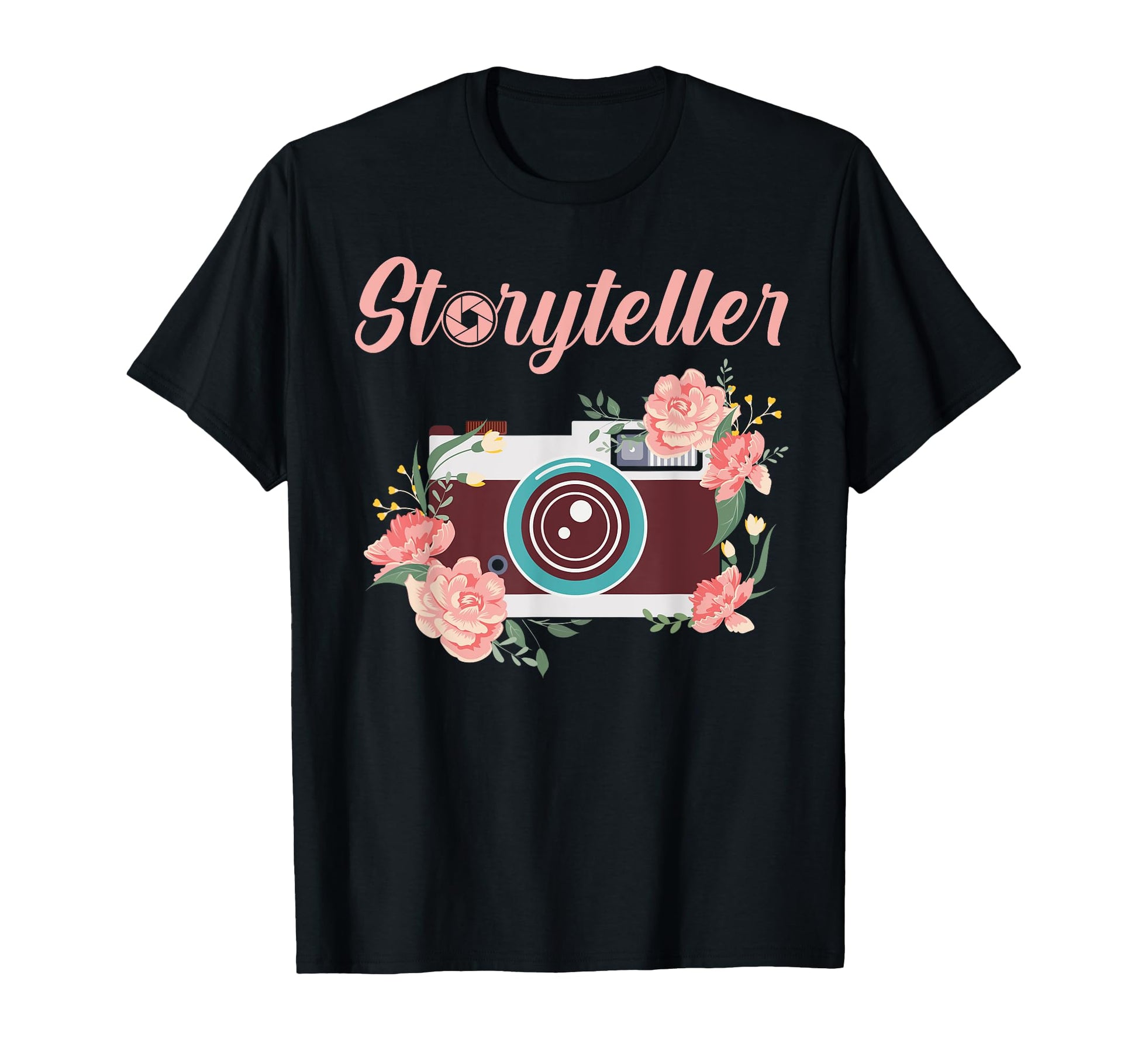 Photographer Storyteller Camera Floral T-Shirt - Trendy Graphic for Adults - T-Shirt, Sweatshirt, Hoodie