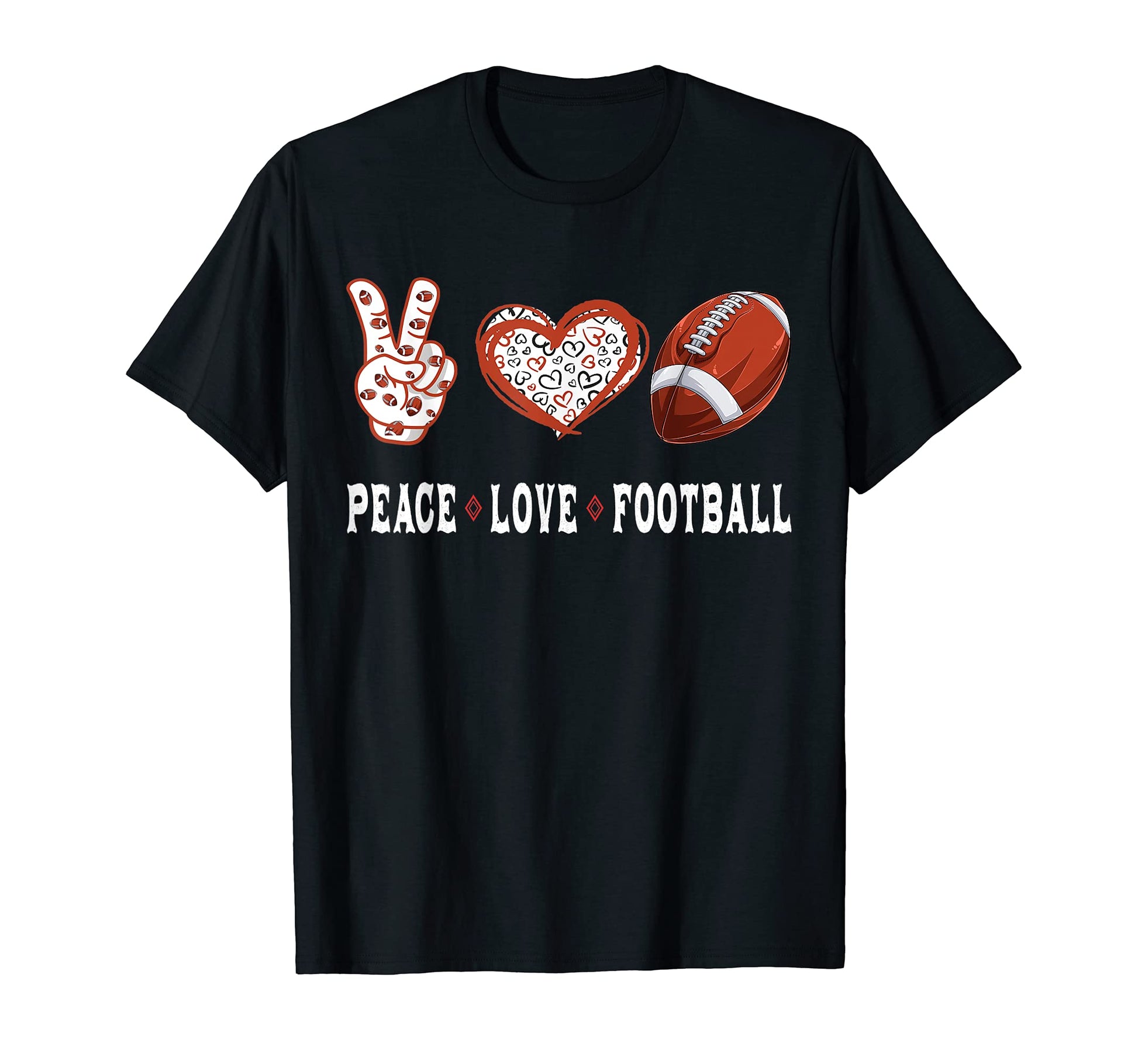Football Lovers Player Fans Peace Love T-Shirt - Graphic Print Unisex - T-Shirt, Sweatshirt, Hoodie