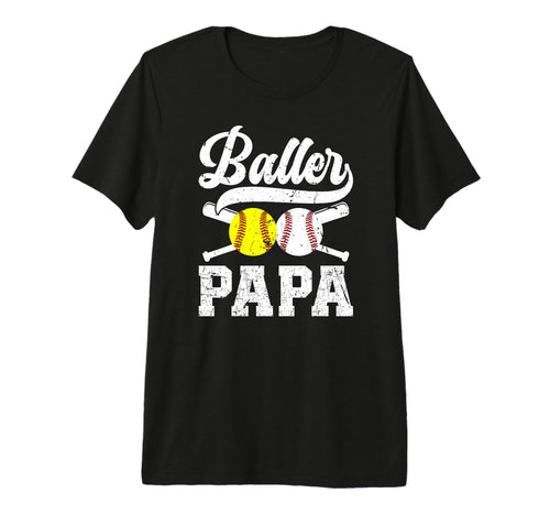 Mens Baller Papa Proud Softball T-Shirt - Aesthetic Graphic Men Women - T-Shirt, Sweatshirt, Hoodie