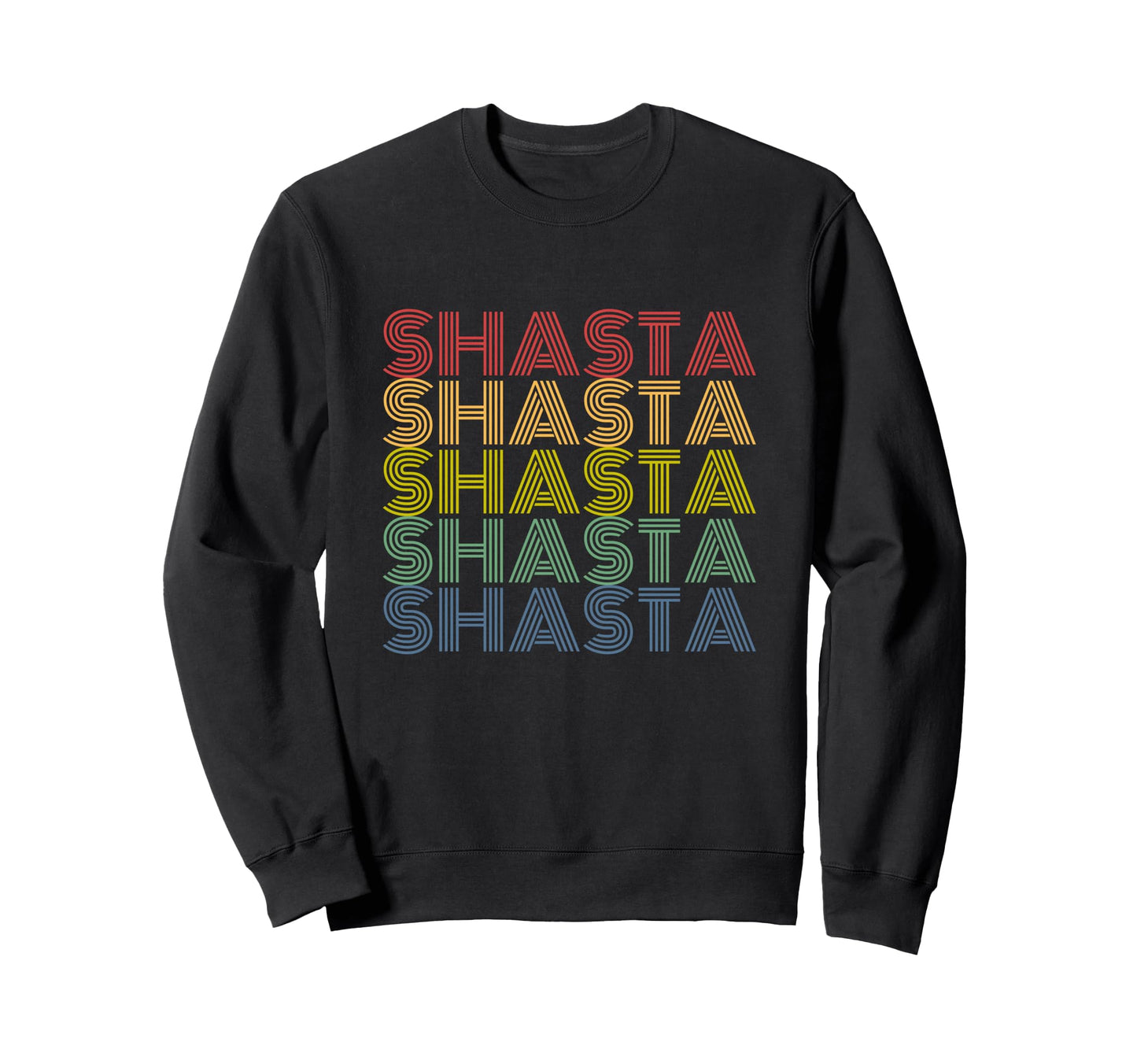 Shasta Rainbow Stacked Name Sweatshirt - Custom Art Print for Adults - T-Shirt, Sweatshirt, Hoodie
