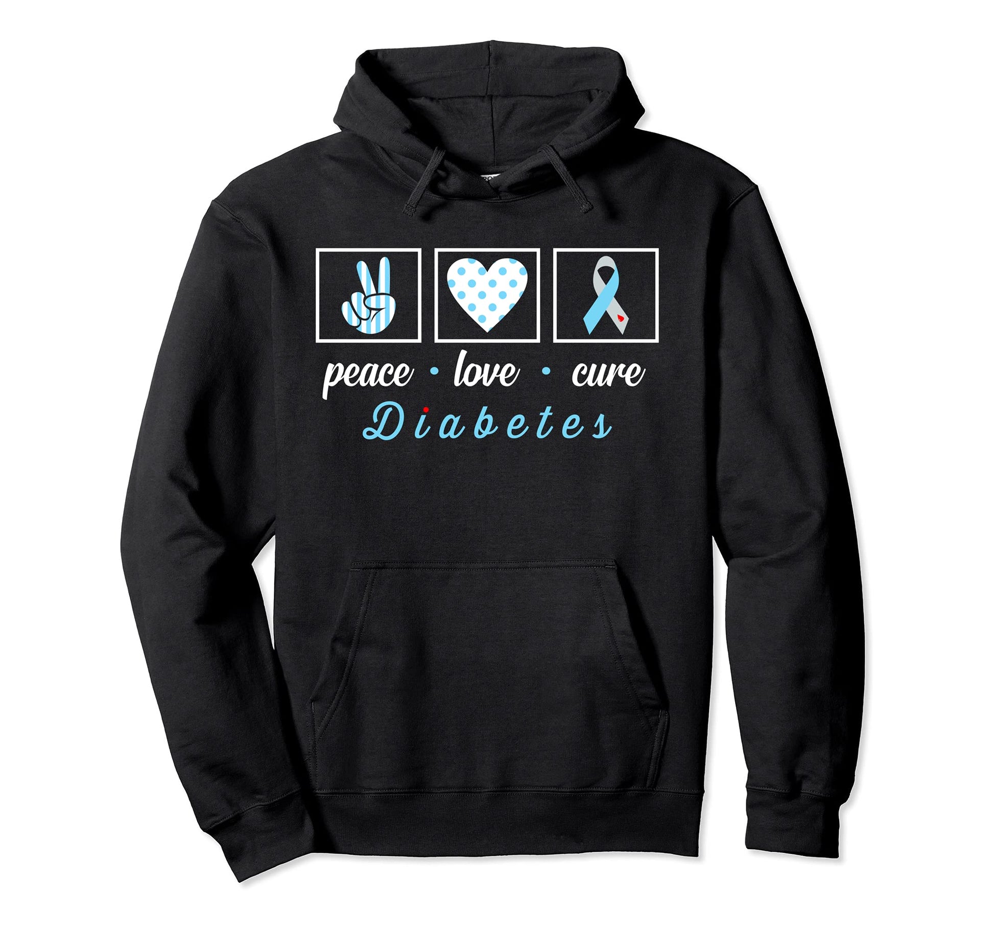 Peace Love Cure Grey Blue Ribbon Hoodie - Casual Everyday Wear for Adults - T-Shirt, Sweatshirt, Hoodie