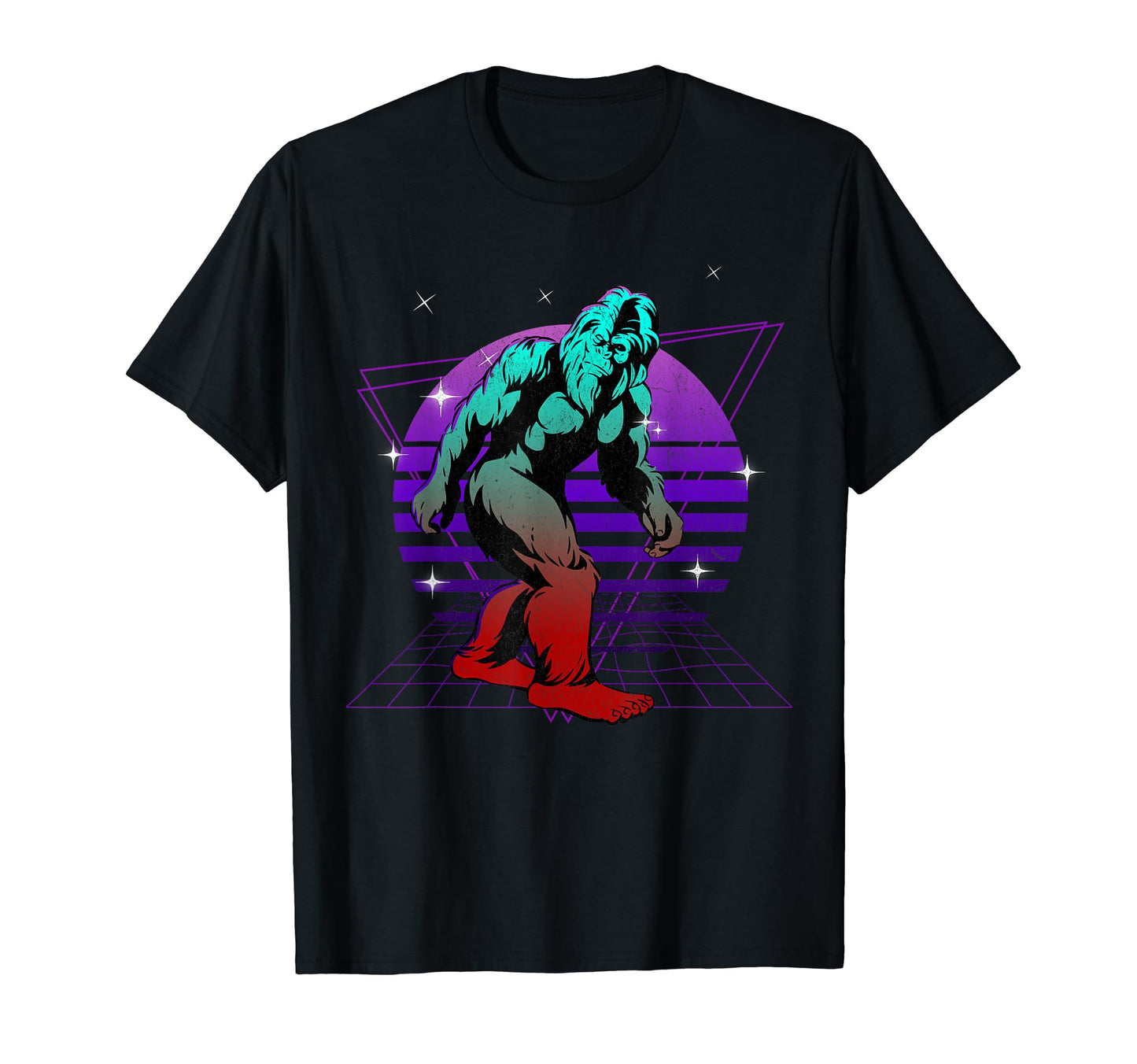 Synthwave Vaporwave Sunset Bigfoot T-Shirt - Streetwear Style Men Women - T-Shirt, Sweatshirt, Hoodie