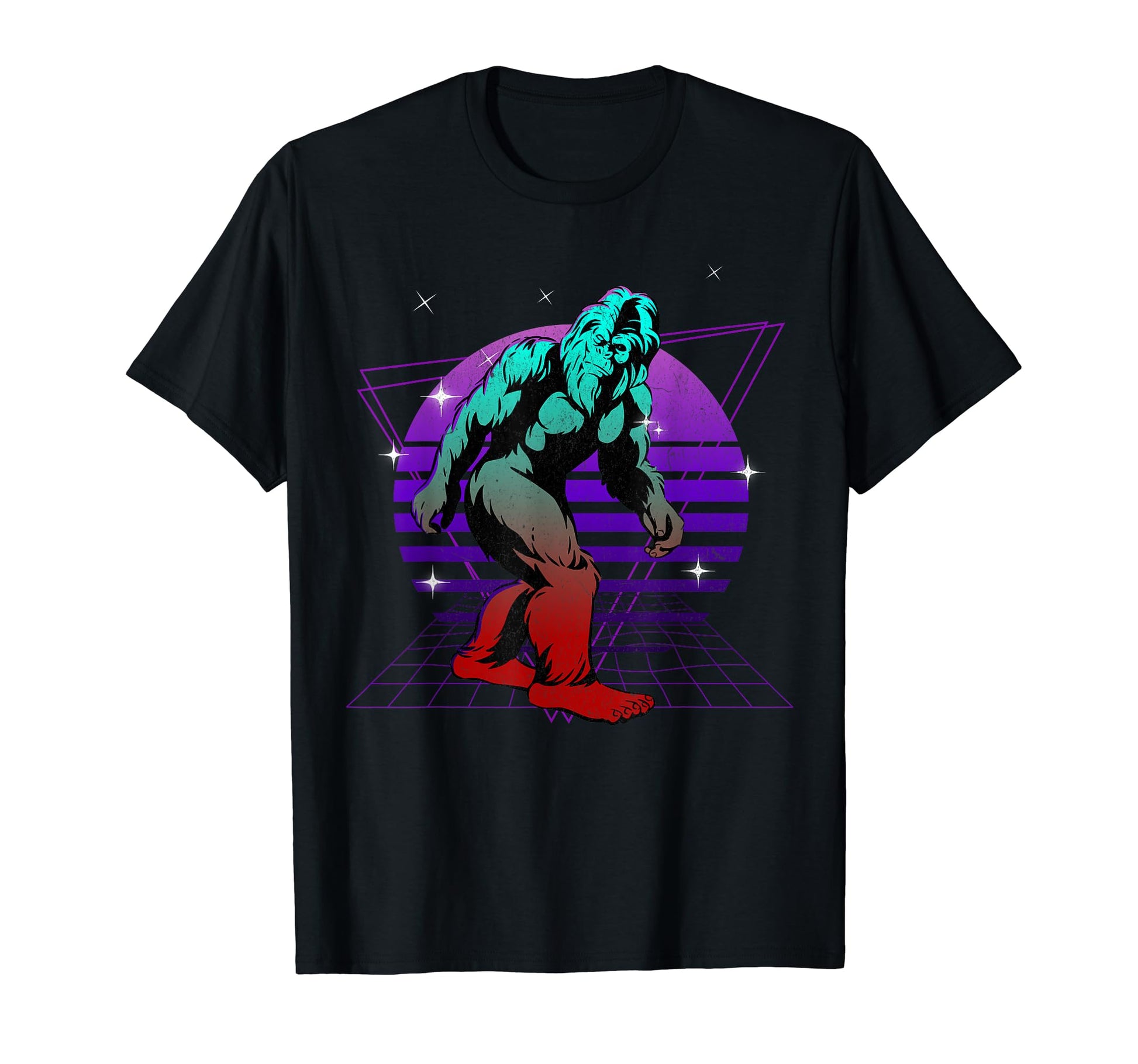 Synthwave Vaporwave Sunset Bigfoot T-Shirt - Streetwear Style Men Women - T-Shirt, Sweatshirt, Hoodie