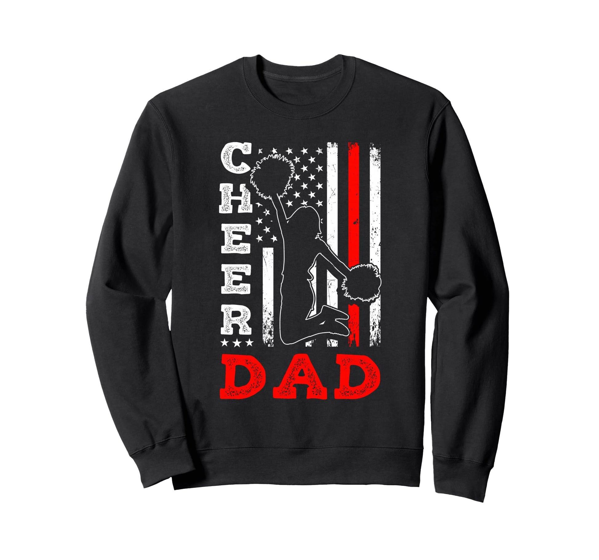 Cheer Dad American Flag Gift Hoodie - Graphic Print for Adults - T-Shirt, Sweatshirt, Hoodie